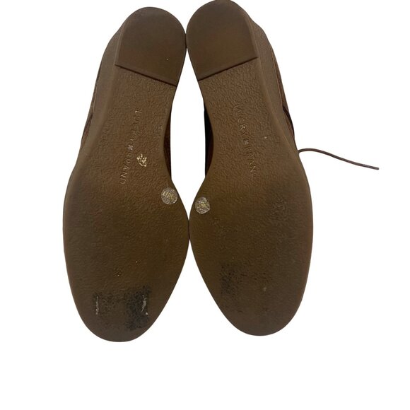 Lucky Brand Junes Nutmeg Embossed Nubuck Wedge Leather‎ Booties Size 7 - Picture 8 of 10